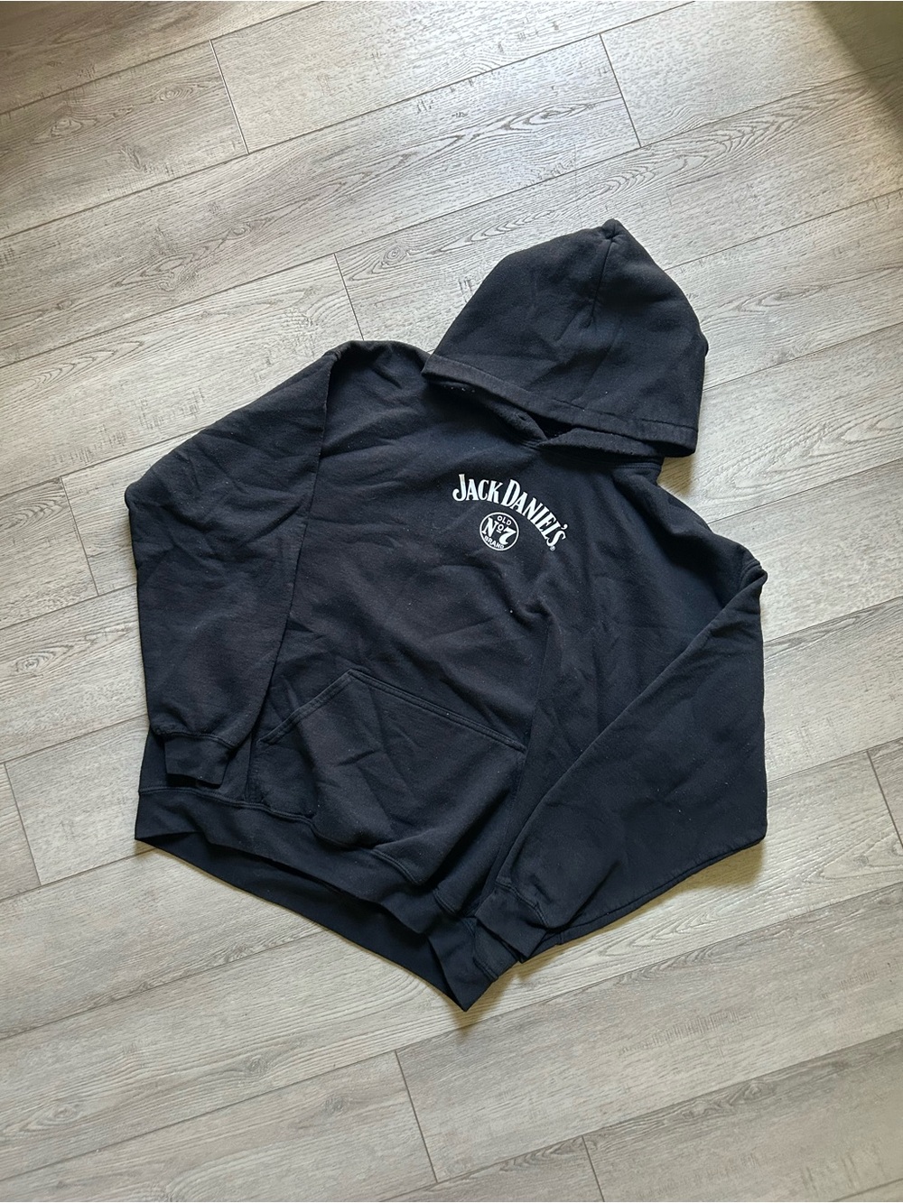 Jack Daniels Black Pullover Hoodie with White Chest Logo